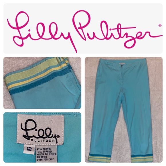 Lilly Pulitzer Pants - Lilly Pulitzer Light Turquoise Capris Size 12